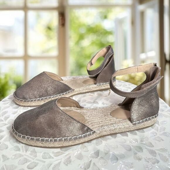 Eileen Fisher $195 Lala Leather Jute Espadrille Flat Sandals NWT - Picture 7 of 16